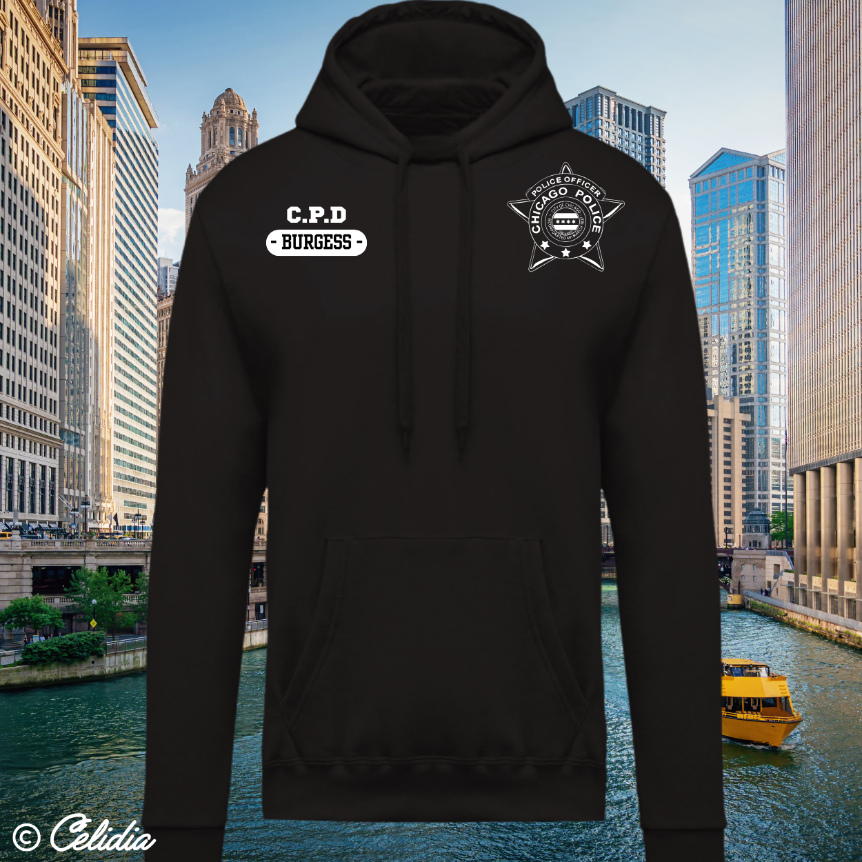 Sweat Chicago Police (nom à l'avant et à l'arrière) -Disponible en deux coloris-