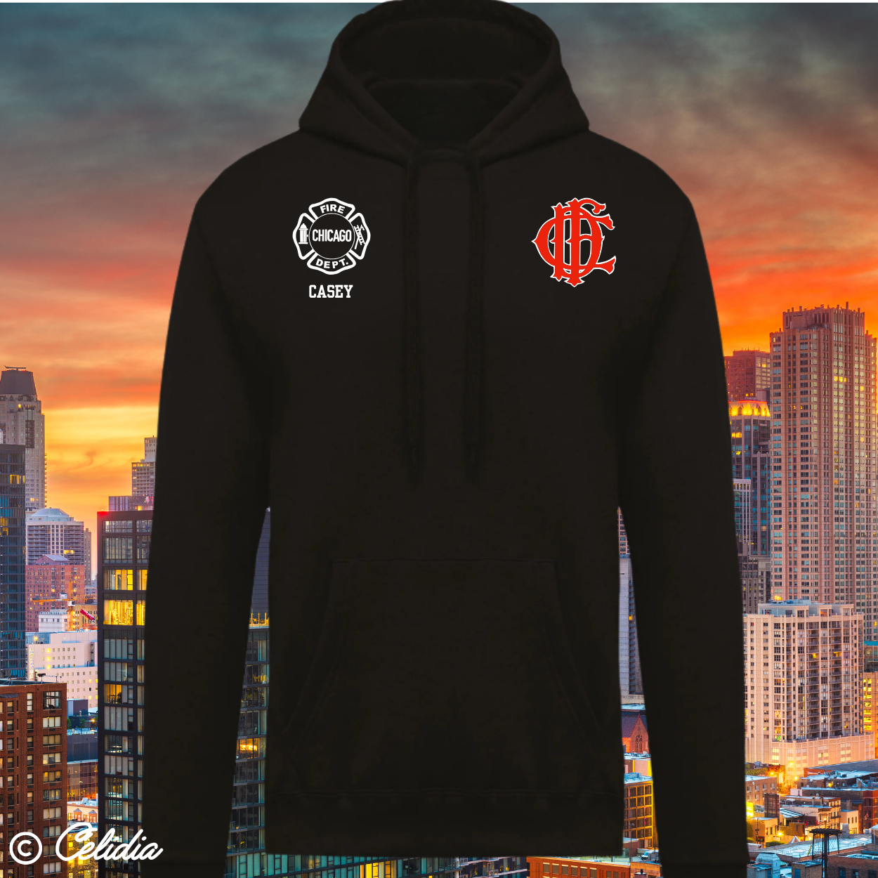Sweat Chicago Fire (nom à l'avant et à l'arrière) -Disponible en deux coloris-