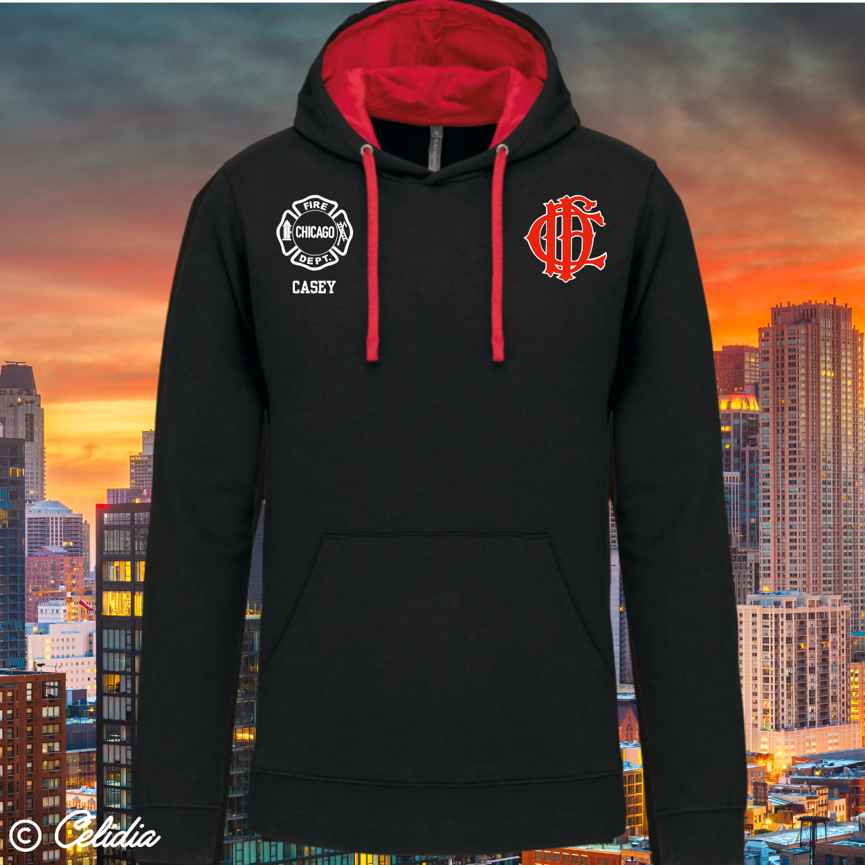 Sweat Chicago Fire (nom à l'avant et à l'arrière) -Disponible en deux coloris-