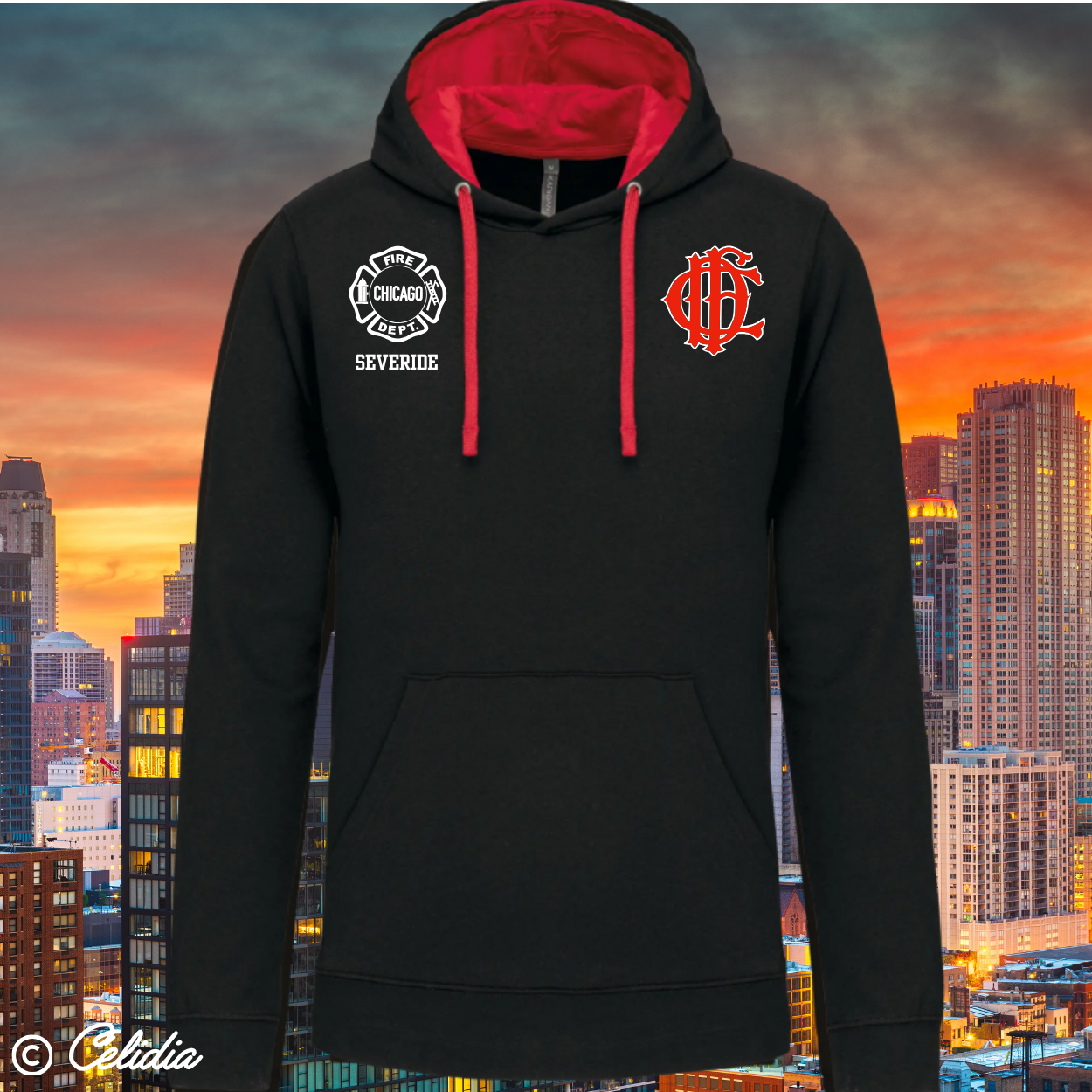 Sweat Chicago Fire (nom à l'avant et à l'arrière) -Disponible en deux coloris-