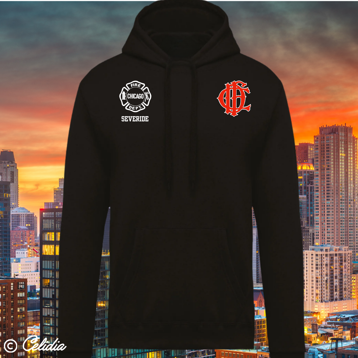 Sweat Chicago Fire (nom à l'avant et à l'arrière) -Disponible en deux coloris-